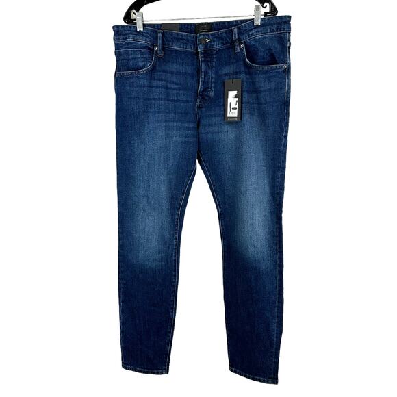 Neuw Iggy NWT Skinny Men's Jeans Polar Blue Size 38 x 32 Tapered Back Patch - Picture 2 of 10